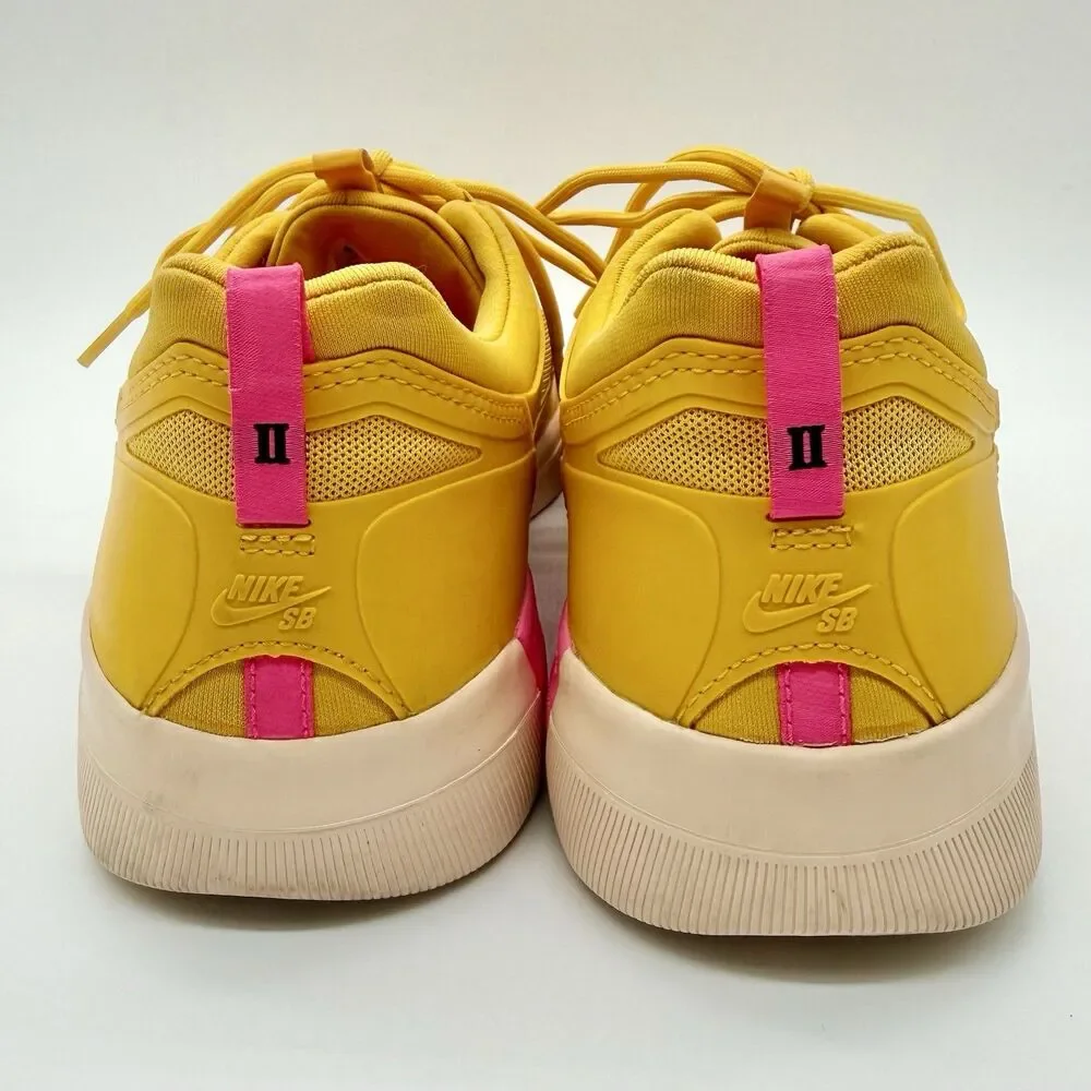 NIKE SB NYJAH Free 2 Sneaker Shoes Mens 12 Yellow Pollen Pink Lace-Up CU9220-700